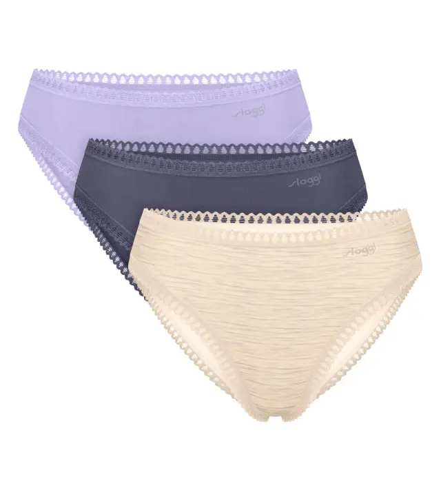 Sloggi Βαμβακερά Σλιπ Go Crush High Leg Συνδυασμός Λιλά 3-Pack 2