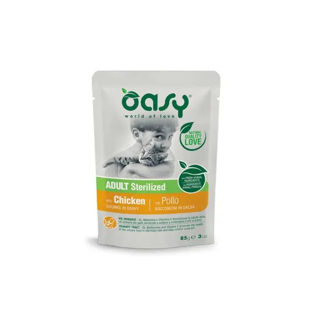 Oasy Cat Lifestage Φακελάκι Κοτόπουλο για Στειρωμένα 85gr Μονόχρωμο