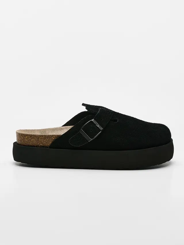 Genuins Σαμπώ Γυναικείο δέρμα Nubuck Μαύρο GEN/RIVA PLATFORM G106553 BLACK 2
