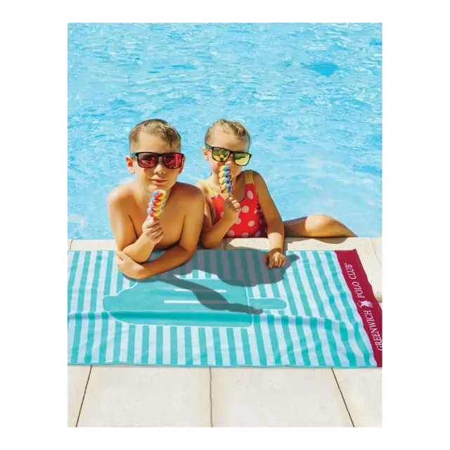 Πετσέτα Θαλάσσης 70x140 Παιδική 450gsm Greenwich Polo Club 3892 Λευκό-Ροζ-Τυρκουάζ 100% βαμβακερό 2