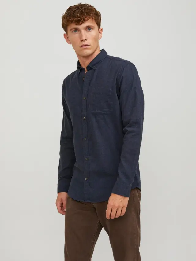 JJECLASSIC MELANGE SHIRT LS NOOS Navy Blazer