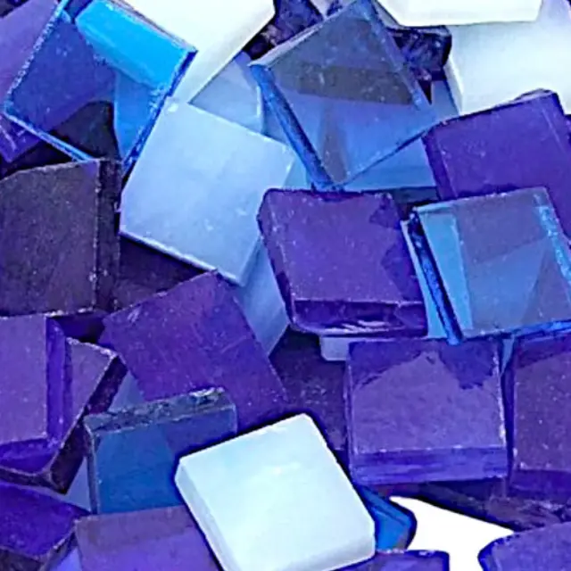 Γυάλινη Ψηφίδα Tiffany Glass 15x15mm - T129 Blue Mix - 200gr