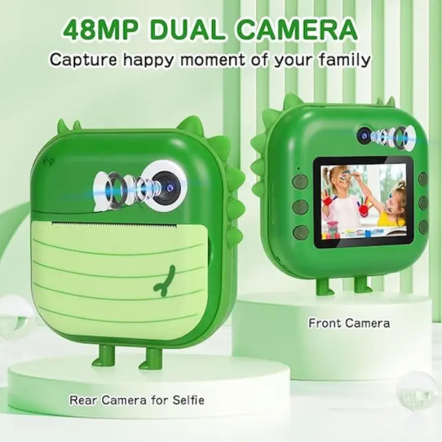 M2 Δεινόσαυρος Compact Φωτογραφική Μηχανή 48MP με Οθόνη 2.4" Θερμικής Εκτύπωσης Πράσινη 3