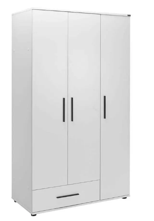 Ντουλάπα ρούχων Bianco Megapap τρίφυλλη με συρτάρια χρώμα λευκό 103x52x187εκ. 3