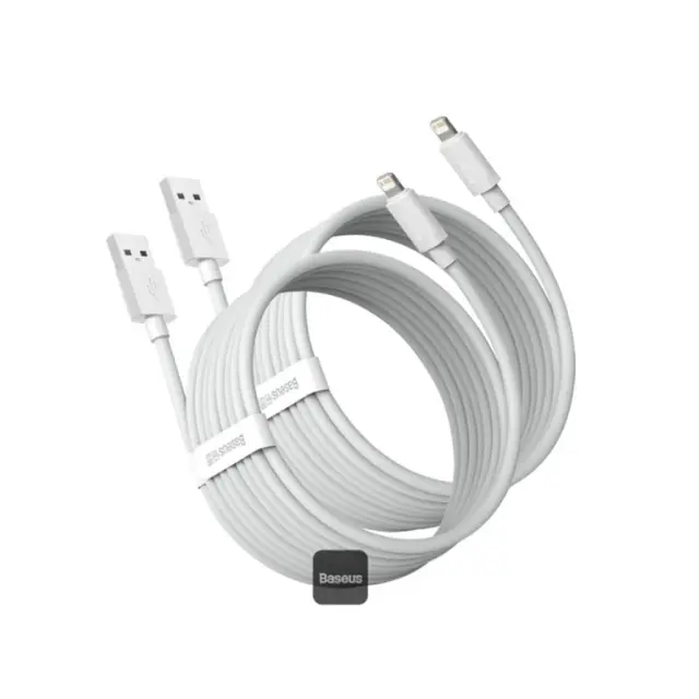 Baseus Wisdom Regular USB to Lightning Cable Λευκό 1.5m 2 Pack (TZCALZJ-02) (BASTZCALZJ02)
