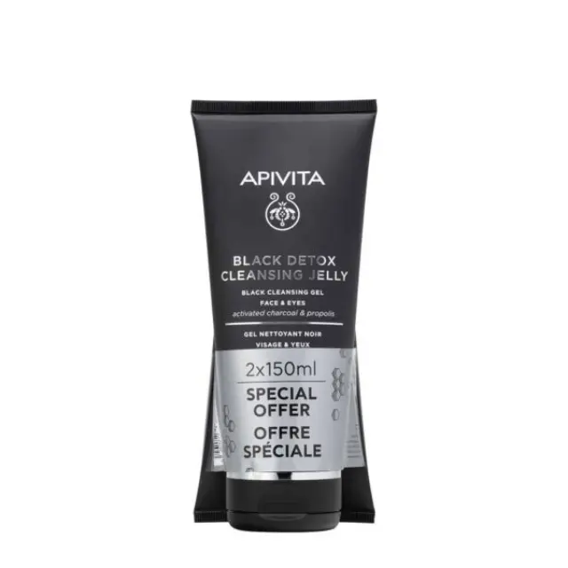 Apivita | Promo Black Detox Duo Gel Καθαρισμού για Πρόσωπο & Μάτια | 2x150ml