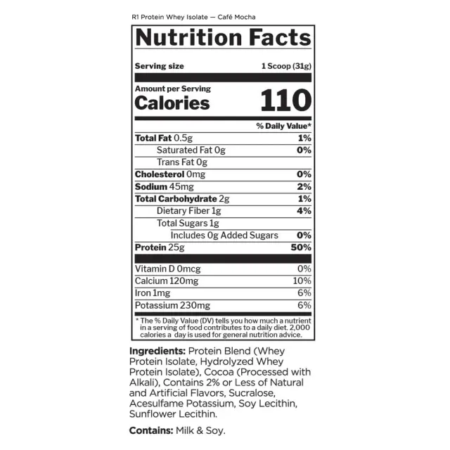 Rule1 R1 Protein Whey Isolate cafe-mocha, 1-5-lbs 2