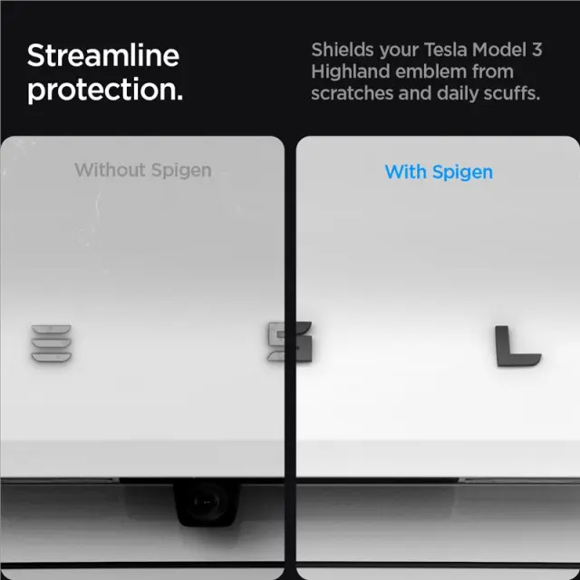 Spigen Tesla Rear Emblem Logo Full Cover, black - Tesla Model 3 2024 2