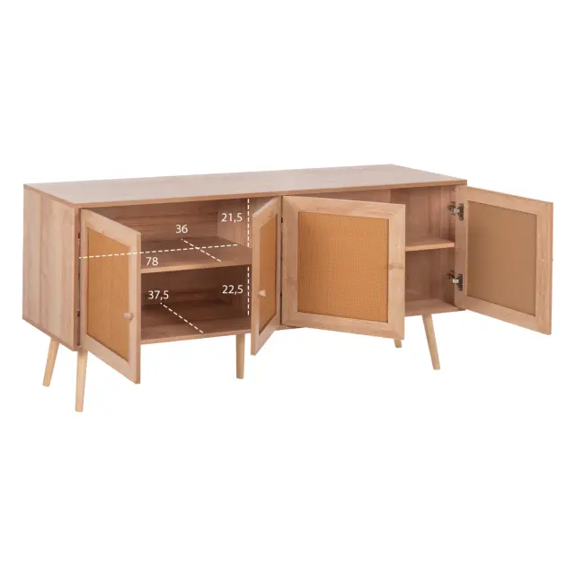 ΜΠΟΥΦΕΣ FB99440.11 ΜΕΛΑΜΙΝΗΣ & ΣΥΝΘΕΤΙΚΟ RATTAN ΣΤΙΣ 4 ΠΟΡΤΕΣ 160x39,5x71Yεκ. 3