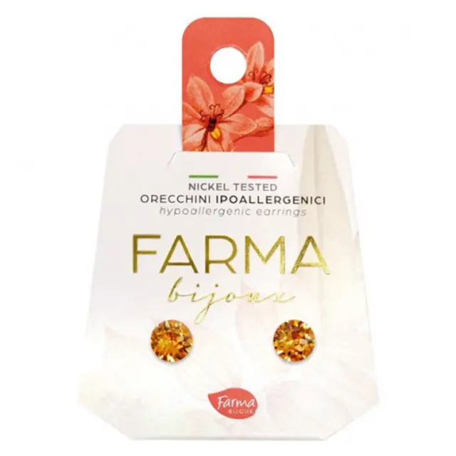 Farma Bijoux Υποαλλεργικά Σκουλαρίκια Κρύσταλλα Χρυσοκίτρινα 6,2mm (BE65C07)