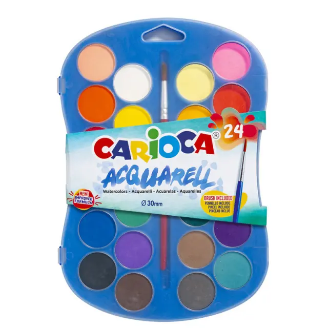 Carioca Σετ Νερομπογιές 24 Χρώματα Ø30mm με 1 Πινέλο