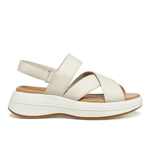 Γυναικεία Δερμάτινα Σανδάλια Flatforms Geox Spherica D650VC 0009B C1122 Μπεζ Μπεζ - 39