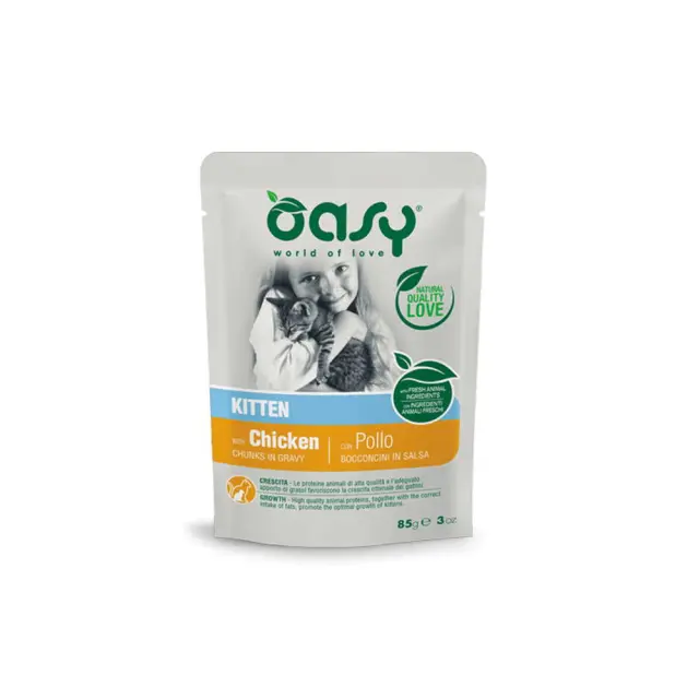 Oasy Cat Lifestage Kitten Φακελάκι Κοτόπουλο 85gr Μονόχρωμο