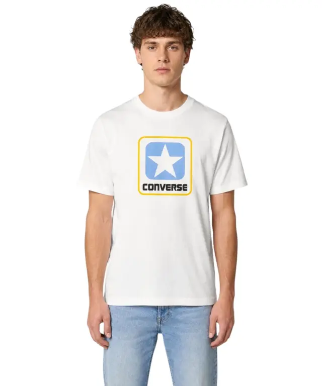 Converse - Ανδρικό T‑shirt Casual Box Logo CVM5T179-100 Λευκό - M