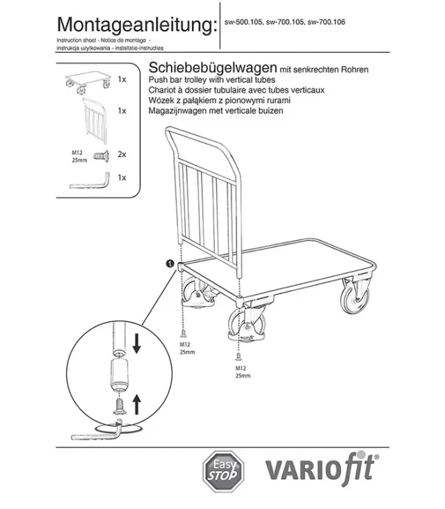 Variofit sw-500.105 Τρόλεϊ Μεταφοράς Εμπορευμάτων για Φορτίο Βάρους ως 400kg 2