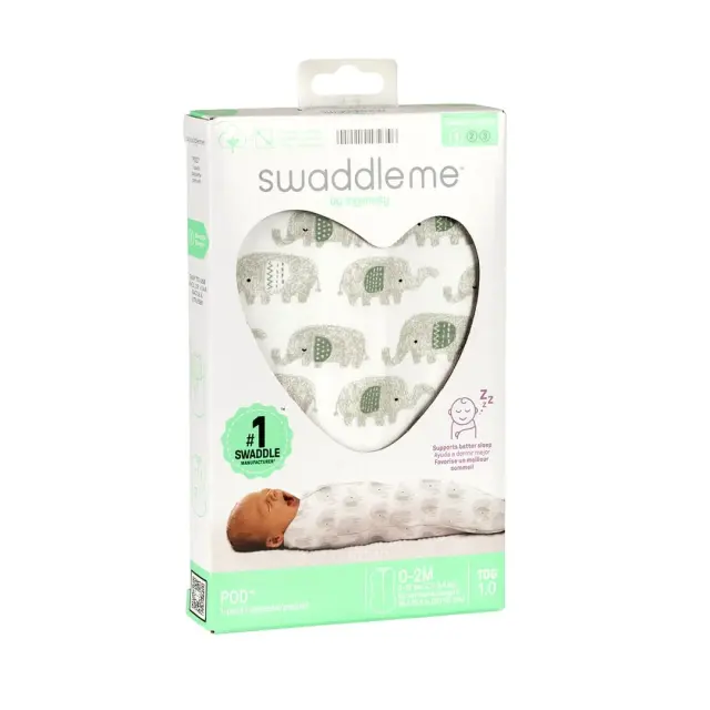 SwaddleMe Pod Πάνα Αγκαλιάς για Φάσκιωμα με Φερμουάρ Scribble Elephant 0-2 Μηνών 2