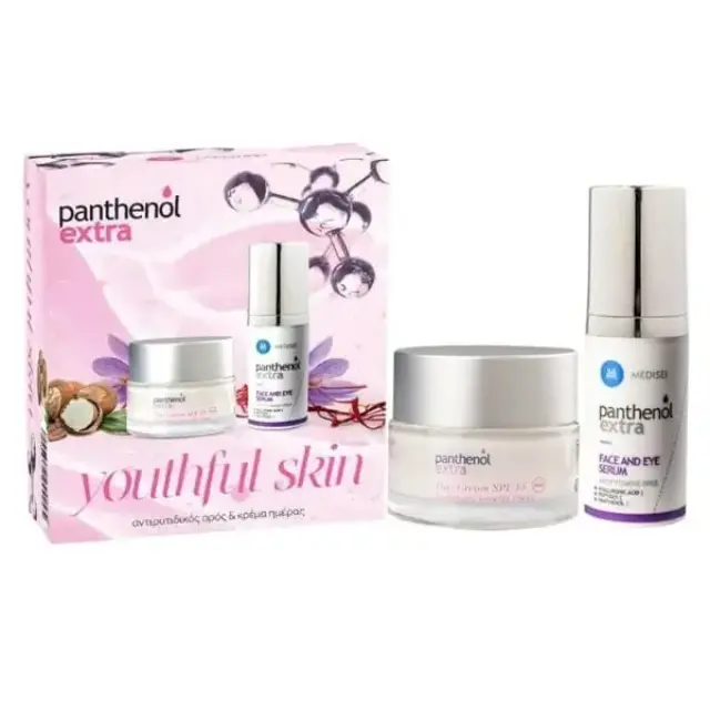 Medisei Panthenol Extra Youthful Skin Set Ενυδατική Κρέμα Ημέρας SPF15 50 ml + Face & Eye Αντιρυτιδικός Ορός 30 ml