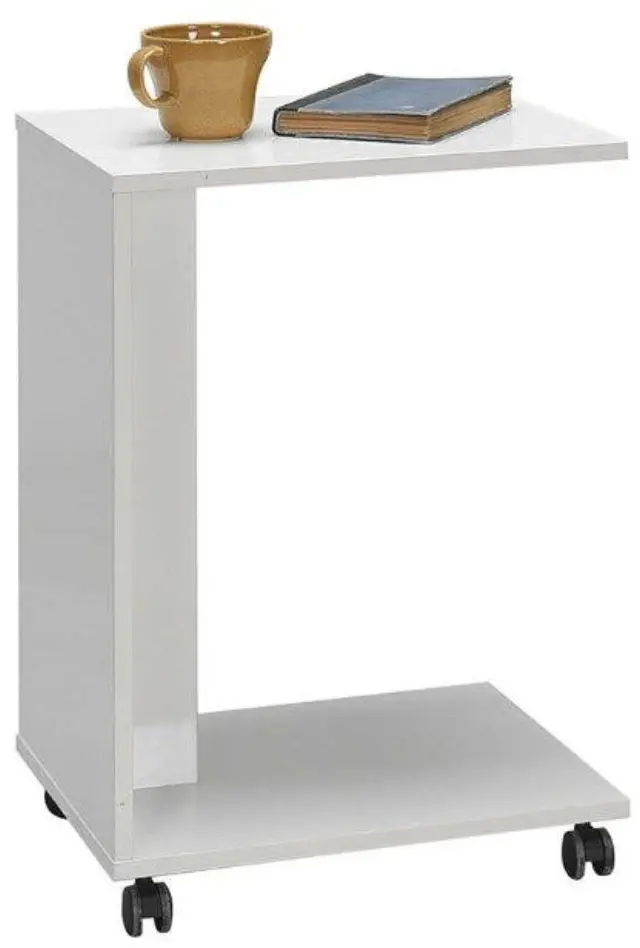 Τραπεζάκι SHP-108-PP C-Shape Λευκό High gloss 35x65x45cm 2