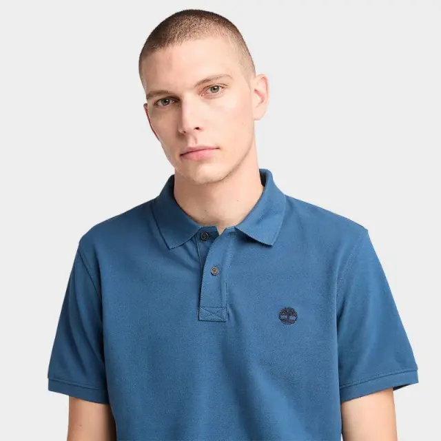 Timberland - Ανδρικό T-shirt Polo με Λογότυπο TB0A6VDP-288 Μπλε - S 3