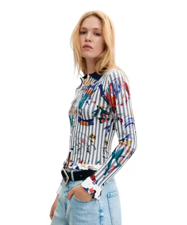 Desigual - Γυναικείο Πλεκτό Πουλóβερ Flowpock 26WWJF30-1022 Πολύχρωμο 2
