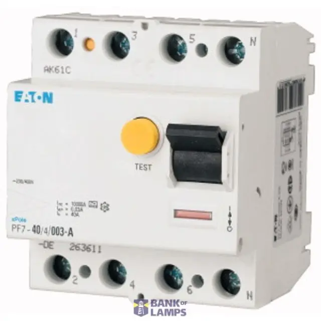 PF7-63/4/01 Residual current circuit breaker (RCCB), 63A, 4 p, 100mA, type AC