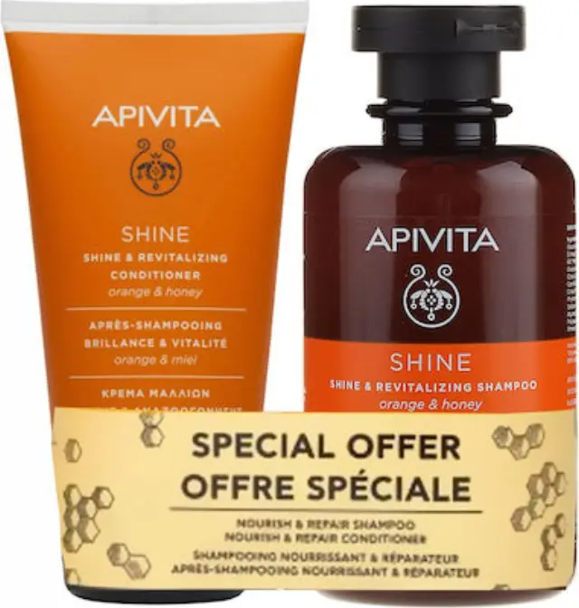 Apivita Shine Σετ Περιποίησης Μαλλιών με Σαμπουάν 2τμχ