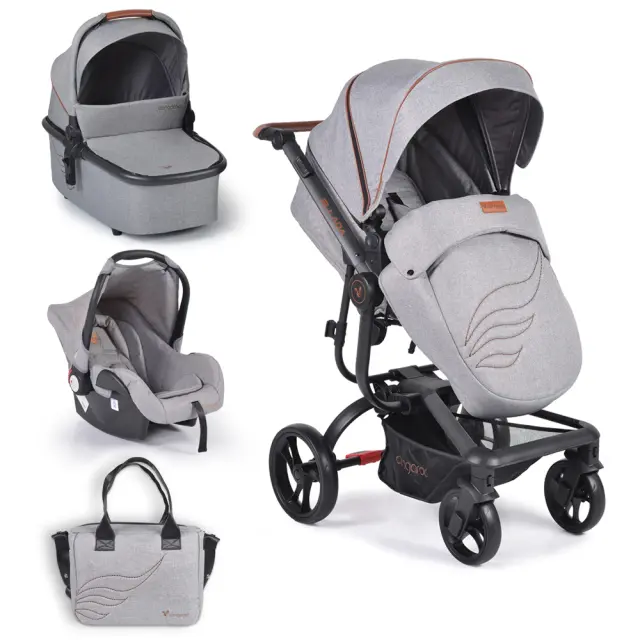 Πολυκαρότσι 3 in 1 Με Πορτ Μπεμπέ Ellada Grey Cangaroo 3800146235628