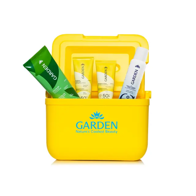 Garden Safe Cooler με Aloe Vera Gel Πρόσωπο & Σώμα, 200ml & Αντηλιακό Γαλάκτωμα Πρόσωπο & Σώμα SPF50, 75ml & Αντηλιακή Κρέμα Προσώπου SPF50+, 25ml & Garden x Souroti Thermal Spring Water Facial Spray, 150ml 3