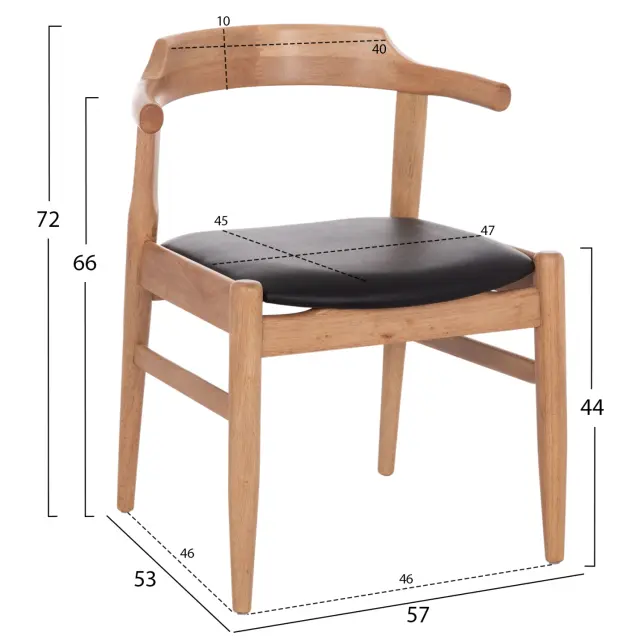 ΠΟΛΥΘΡΟΝΑ FB99946.01 RUBBERWOOD ΣΕ LIGHT OAK & PU ΣΕ ΜΑΥΡΟ 57x53x72Υεκ 2