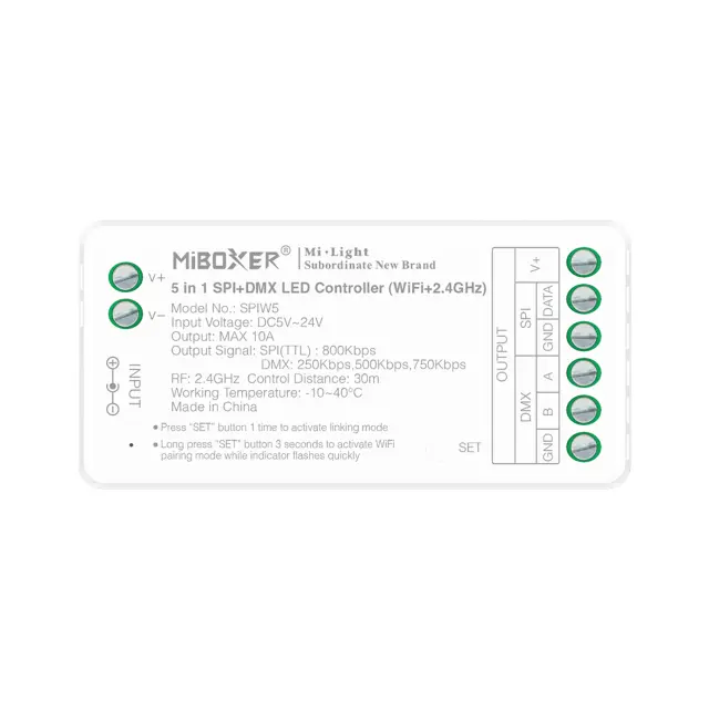 ΕΛΕΓΚΤΗΣ LED 5 ΣΕ 1 SPI DMX WIFI 2.4G ACA A-SPIW5 IP20 / A-SPIW5