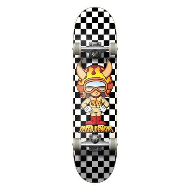 Speed Demons Hot Shot Checkers Complete Skateboard 7.5" - Black/White