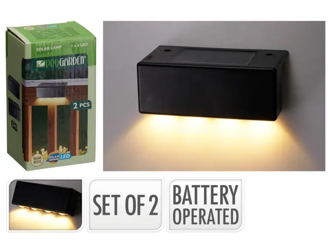 Σετ Ηλιακά φωτιστικά φράχτη LED με διακόπτη On/Off και διαστάσεις 12x45x6cm - 2 τεμάχια - Black DX9954090