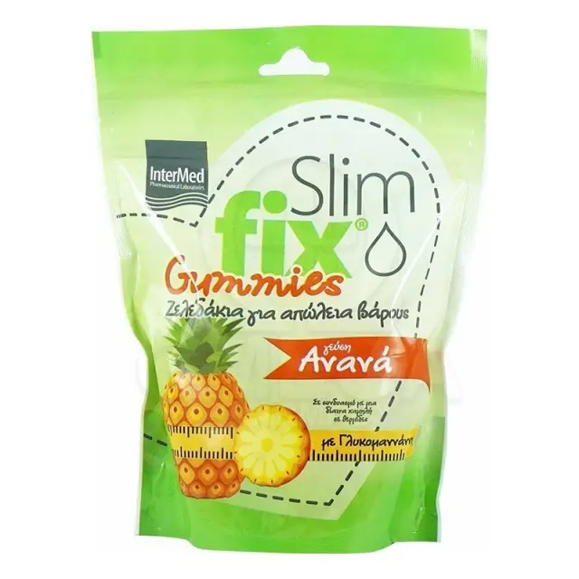 Intermed Slim fix Gummies 500mg Ζελεδάκια για την Απώλεια Βάρους με γλυκομαννάνη, με γεύση Ανανά, 42 gummies