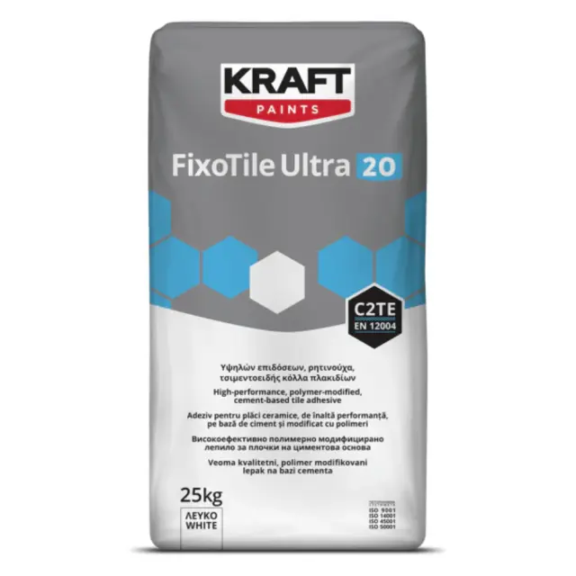 KRAFT Κόλλα πλακιδίων Fixo Tile Ultra 20 Λευκή 25kg