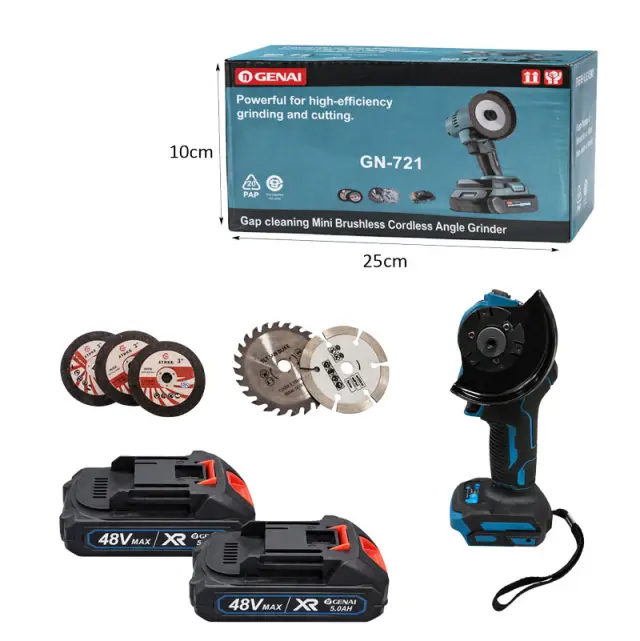 Genai Ασύρματος Γωνιακός Τροχός Μπαταρίας Brushless GN-721 48V - Cordless Brushless Angle Grinder 013205 3