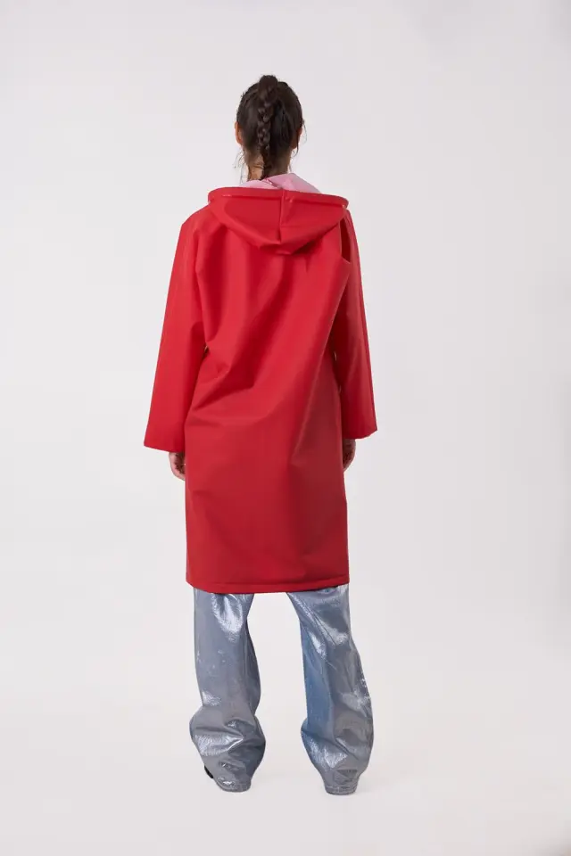 Anorak Αδιάβροχη Γυναικεία Καπαρντίνα Walker Flex X-Long Κόκκινο - 2XL 3