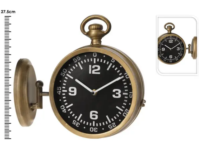 Ρολόι τοίχου διπλής όψης Residence HX9900220 Mεταλλικό, antique design, 27.5x10x25cm, χρυσό χρώμα με μαύρο καντράν HX9900220