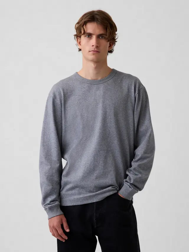 Ανδρική Μπλούζα Heavyweight Relaxed Γραμμής Heather grey