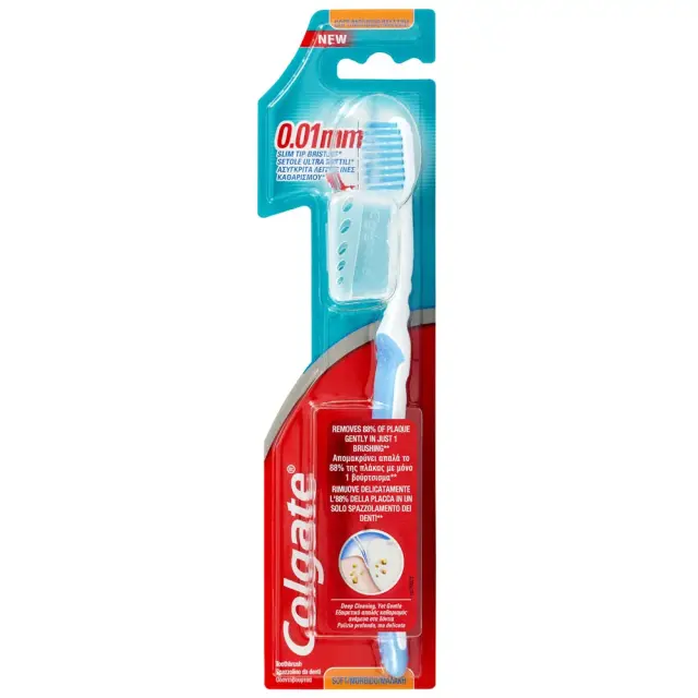 Colgate Slim Soft White Μαλακή Οδοντόβουρτσα Ενηλίκων Μπλε 0.01mm, 1 τεμάχιο