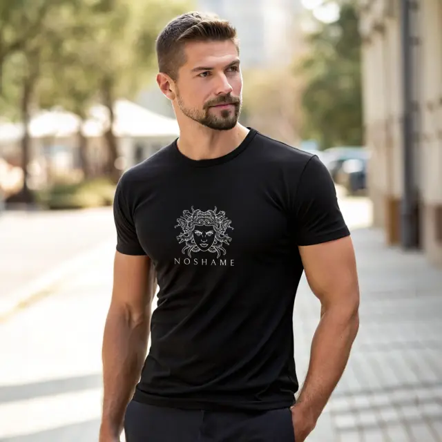 T-shirt Noshame® Μαύρο με τύπωμα Medusa - 112572 - XXL