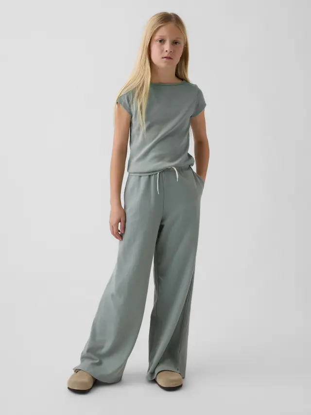 Παιδικό Relaxed Wide-Leg Παντελόνι Sage green - S