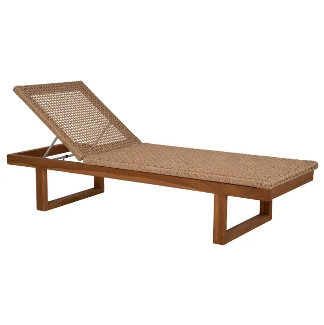Ξαπλώστρα Patron Teak ξύλο και σχοινί Viro σε πλέξη Wicker 191x65x86 εκ.