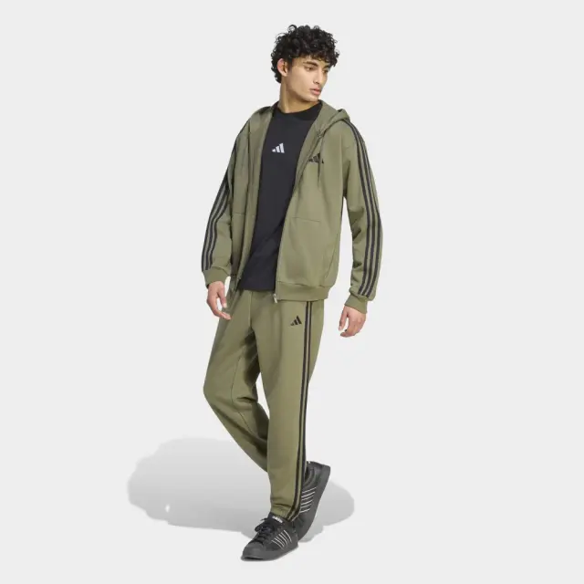 Adidas Ανδρικό Παντελόνι Φόρμας Fleece με Λάστιχο Χακί KY4130 - XL 3