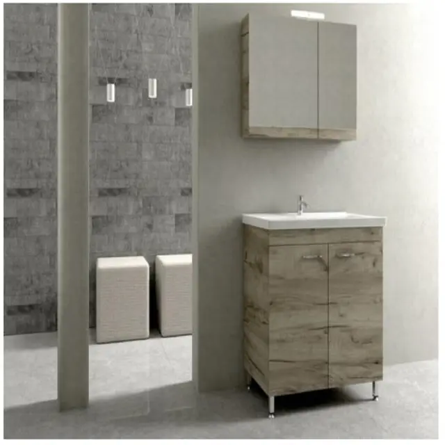 Επιδαπέδιο Έπιπλο Μπάνιου Argo 1 MDF 100cm με Νιπτήρα & Καθρέπτη με Φως