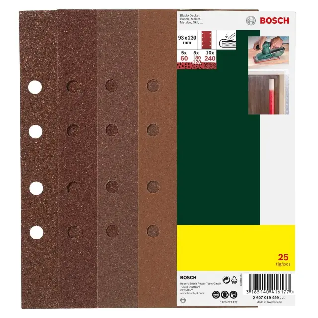Φύλλο Λείανσης Παλμικού Τριβείου Bosch K240 με 8 Τρύπες 93x230mm Σετ 25τμχ