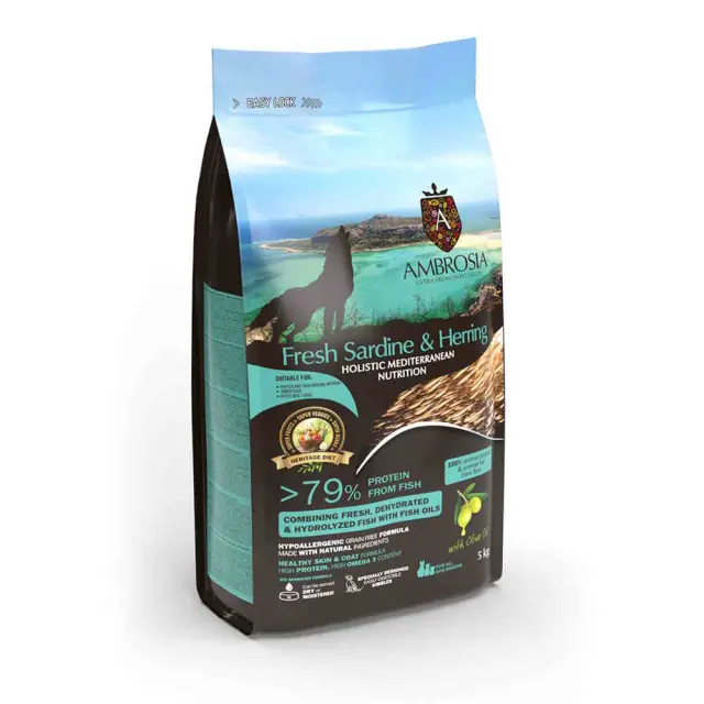 Ambrosia Mediterranean Diet Grain Free Puppy Sardine & Herring 5kg Μονόχρωμο
