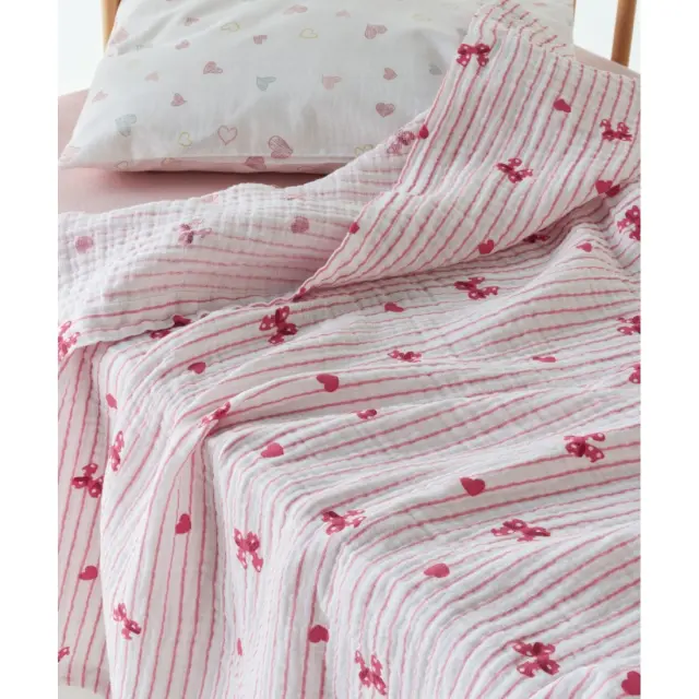 Κουβέρτα Κούνιας kentia Sassy A Pink-White 100x140 2
