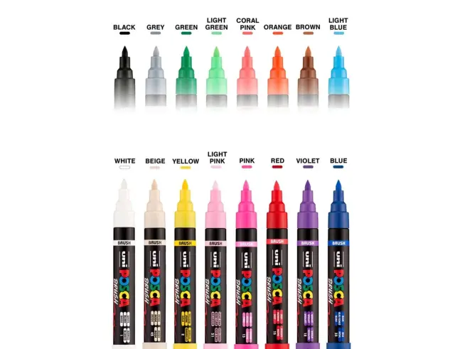 Μαρκαδόροι Σχεδίου Uni Posca PC-5BR Βasic Colors Medium με πάχος μύτης 1-4mm - 16 τεμάχιαPC-5BR 16P 3