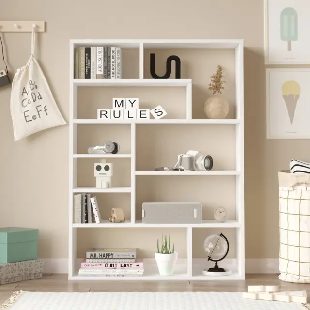 Βιβλιοθήκη Decora pakoworld σε λευκη απόχρωση 90x22x123.6εκ 3