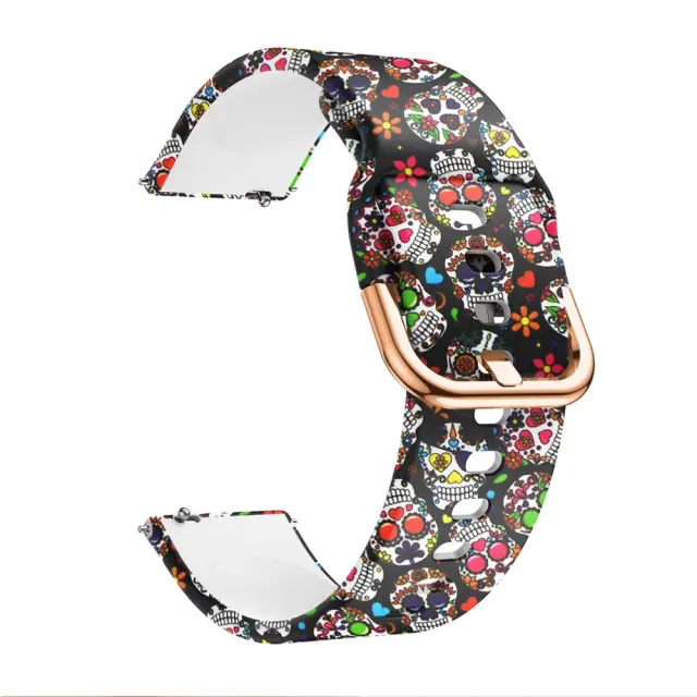 Λουράκι Σιλικόνης για Smartwatch 20mm- Μαύρο με Skulls OEM
